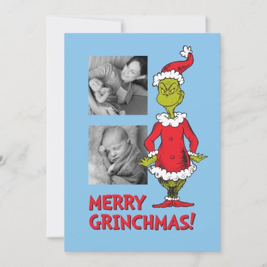Klassieke De Grinch | Kerstman Feestdagenkaart (Voorkant)