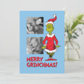 Klassieke De Grinch | Kerstman Feestdagenkaart (Staand voorkant)