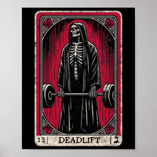 Klassieke Deadlift Skelet Halloween Gym Grappen Ge Poster