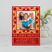 Klassieke Deco Chic gepersonaliseerde verhuis aank Folie Feestdagenkaart (Staand Voorkant)