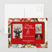 Klassieke Deco Gepersonaliseerde Kerstfoto Feestdagenkaart (Voorkant / Achterkant)