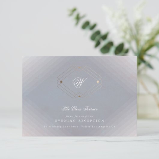 Klassieke deco Gold  grijze kalligrafie bruiloft Informatiekaartje (Staand voorkant)