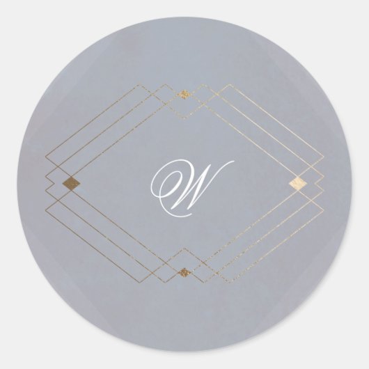 Klassieke deco Gold  grijze kalligrafie bruiloft Ronde Sticker (Voorkant)