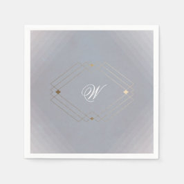 Klassieke deco Gold  grijze kalligrafie bruiloft Servet