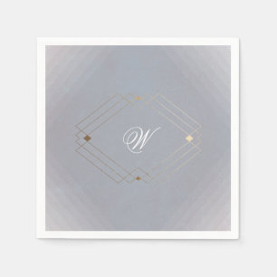 Klassieke deco Gold  grijze kalligrafie bruiloft Servet