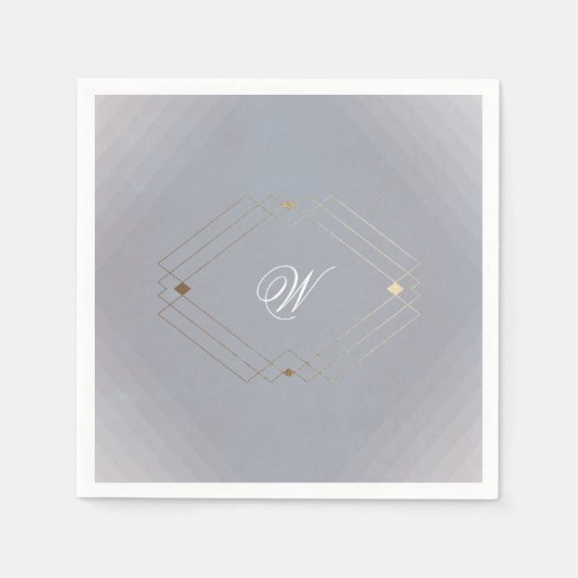 Klassieke deco Gold  grijze kalligrafie bruiloft Servet (Voorkant)