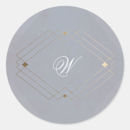 Klassieke Deco Gouden Antieke Grijze Kalligrafie B Ronde Sticker