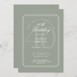 Klassieke deco | Sage en White 40th Birthday Kaart<br><div class="desc">De elegante geometrische lijnen lijst uw gepersonaliseerde 40e verjaardagsinformatie die in klassieke typografie op deze chic verjaardagsuitnodiging wordt geplaatst. U kunt de achtergrond op de voor- en achterzijde aanpassen om uw favoriete kleur aan te passen. Ontworpen door: Thisnotme©</div>