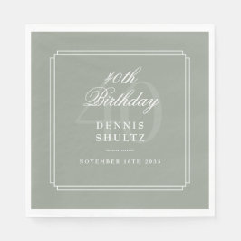 Klassieke Deco | Salie en Wit 40e Verjaardag Servet