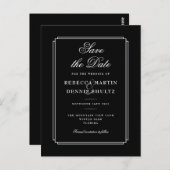 Klassieke deco | Zwart-wit Opslaan Datum Briefkaart (Voorkant / Achterkant)