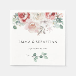 Klassieke Delicate Rozen Bloemige Elegante Trouwda Servet