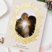 Klassieke dennen lijsten krans Kerstmis foto Goud Folie Feestdagenkaart