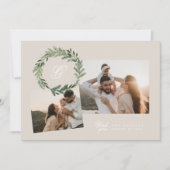 Klassieke dennen monogram krans elegante foto coll feestdagenkaart (Voorkant)