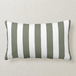 Klassieke Designer Stripes in Olive en White Kussen
