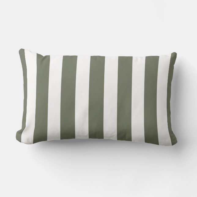 Klassieke Designer Stripes in Olive en White Kussen (Voorkant)