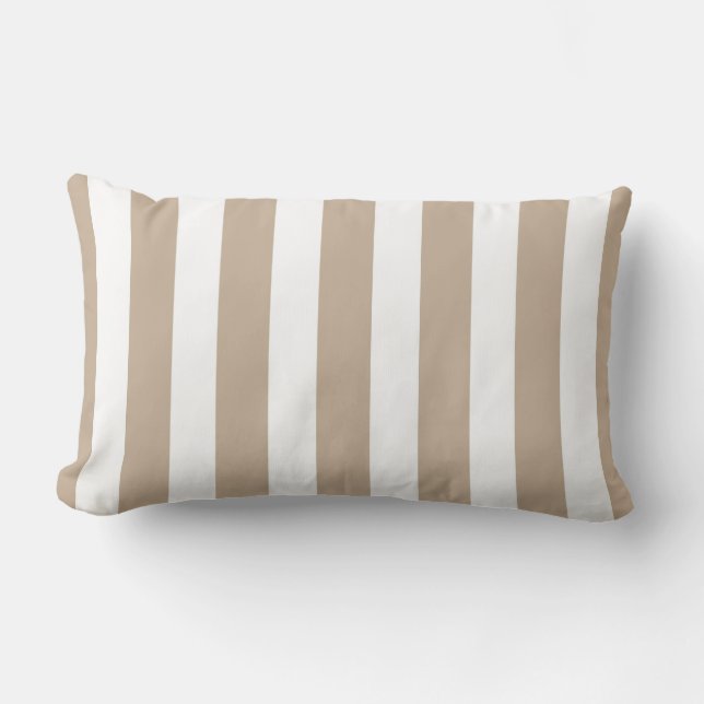 Klassieke Designer Stripes in Tan en White Kussen (Voorkant)