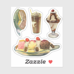 Klassieke desserts, citroenmeringuecake, ijs sticker