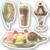 Klassieke desserts, citroenmeringuecake, ijs sticker (Voorkant)