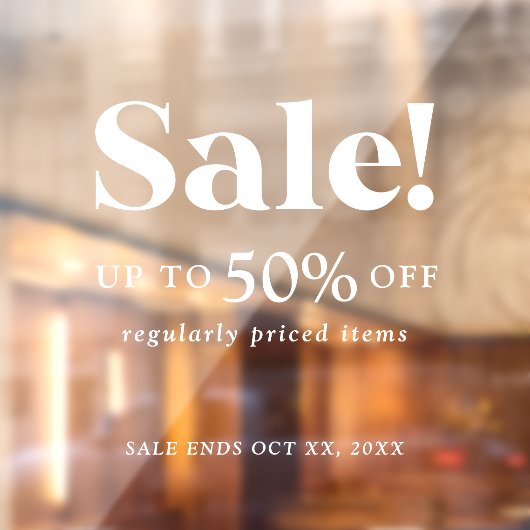 Klassieke detailhandel — wit verkoopteken raamsticker (Vel 2)