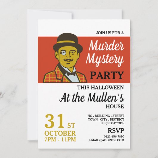 Klassieke Detective, Murder Mystery Halloween Part Kaart (Voorkant)