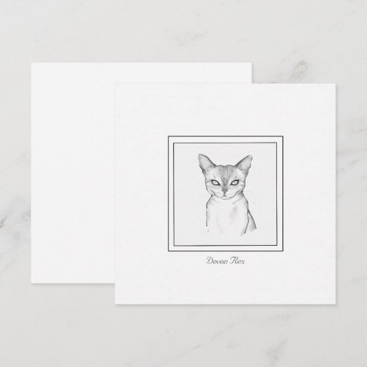 Klassieke Devon Rex Cat Chalk-kaart Notitiekaartje (Voorkant / Achterkant)