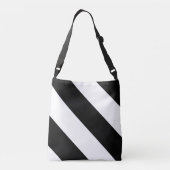 Klassieke diagonaal zwart-wit brede streep op een crossbody tas (Achterkant)