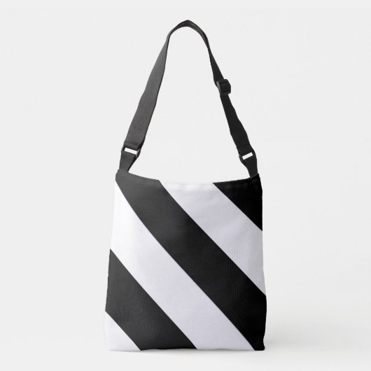 Klassieke diagonaal zwart-wit brede streep op een crossbody tas (Voorkant)