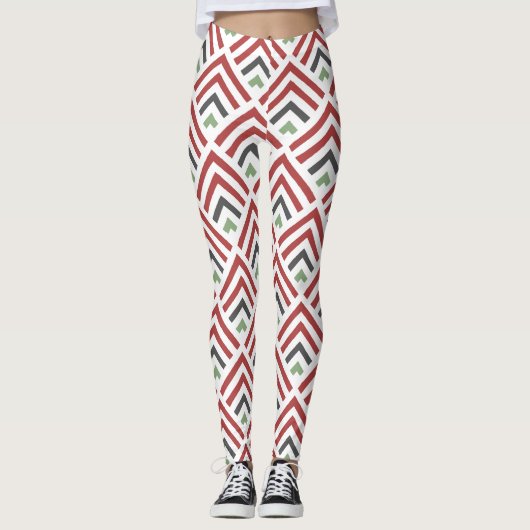 Klassieke diagonale geometrische zigzagblauw leggings (Voorkant)