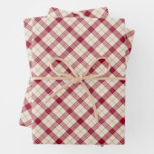 Klassieke diagonale tartan plaid bordeaux wit inpakpapier vel (In situ)