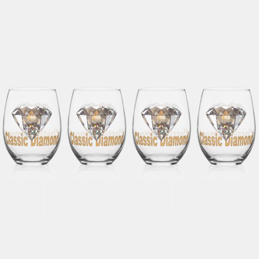 Klassieke diamant wijnglas zonder voet (Voorkant)