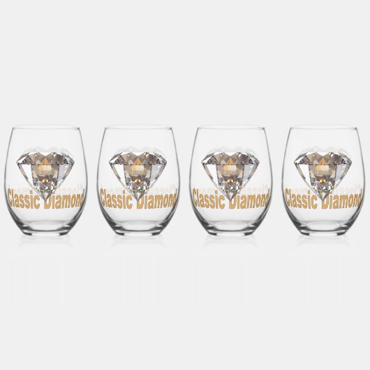 Klassieke diamant wijnglas zonder voet (Achterkant)