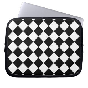 Klassieke diamant zwart-wit geruit laptop sleeve