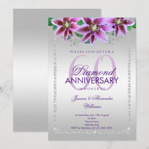 Klassieke Diamanten & Bloemen 60ste Huwelijksverja Kaart