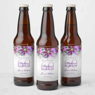 Klassieke diamanten en bloemen verjaardag bier etiket