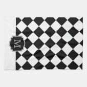 Klassieke diamanten monogram - Zwart wit Theedoek (Horizontaal)