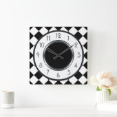 Klassieke diamanten monogram - Zwart wit Vierkante Klok (Huis)