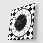 Klassieke diamanten monogram - Zwart wit Vierkante Klok (Hoek)