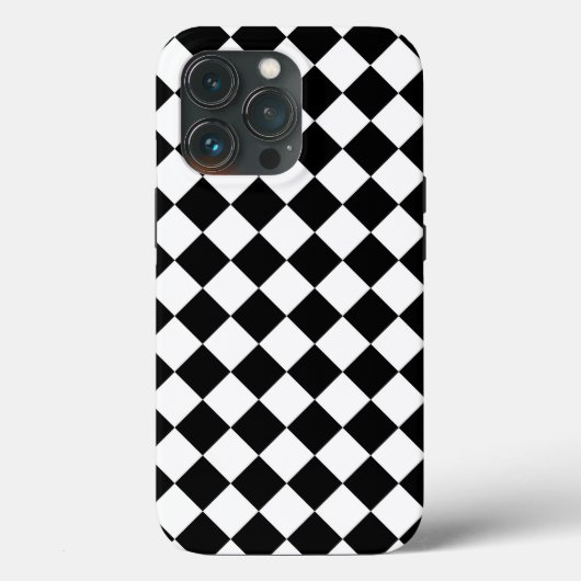 Klassieke Diamond Black en White Checkers Case-Mate iPhone Case (Achterkant)