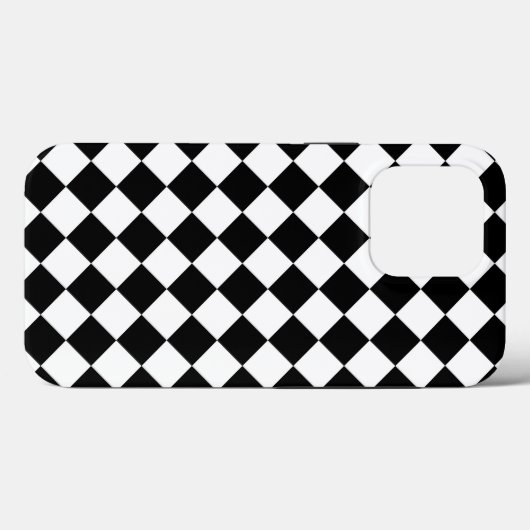 Klassieke Diamond Black en White Checkers Case-Mate iPhone Case (Achterkant (horizontaal))