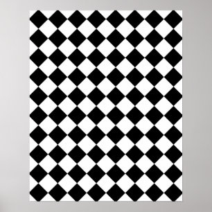Klassieke Diamond Black en White Checkers Poster