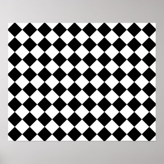 Klassieke Diamond Black en White Checkers Poster (Voorkant)