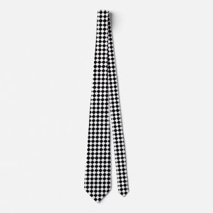 Klassieke Diamond Black en White Checkers Stropdas
