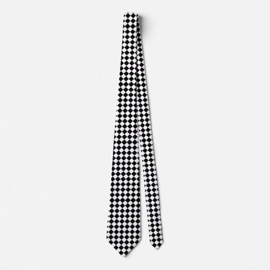 Klassieke Diamond Black en White Checkers Stropdas (Voorkant)