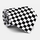 Klassieke Diamond Black en White Checkers Stropdas (Opgerold)