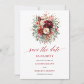 Klassieke Diep Rood Gouden Herfst Bewaar De Datum Save The Date (Voorkant)
