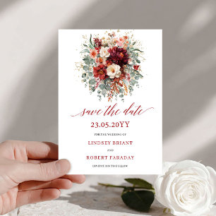 Klassieke Diep Rood Gouden Herfst Bewaar De Datum Save The Date