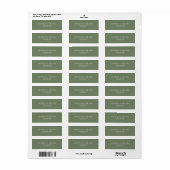 Klassieke Diep Saliegroene Typografie Huwelijksadr Etiket (Full Sheet)