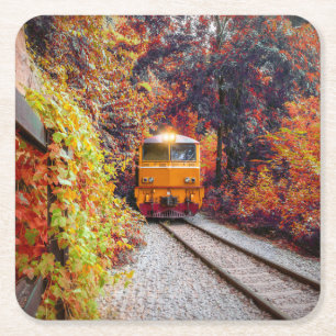 Klassieke dieselmotor in de Herfst Kartonnen Onderzetters