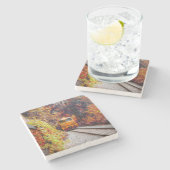 Klassieke dieselmotor in de Herfst Stenen Onderzetter (Zijkant)