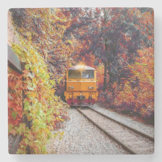 Klassieke dieselmotor in de Herfst Stenen Onderzetter (Voorkant)